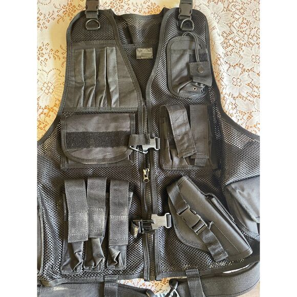 First Class Tactical Duty Vest Size XL W/ Holster Pouches Security Black - Picture 3 of 8